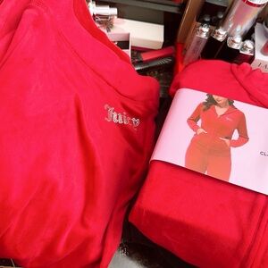 Large Juicy Couture Vibrant Red Velour Set